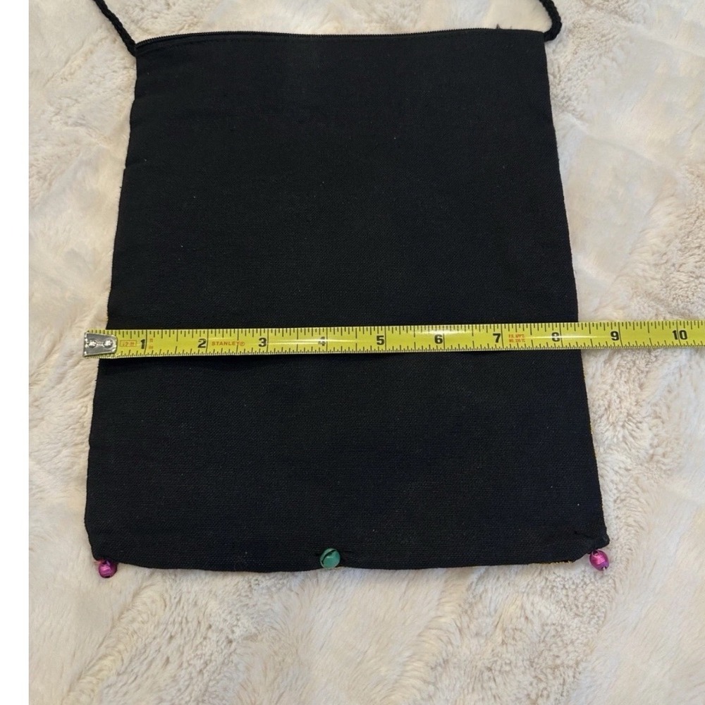 Handcrafted Sequin Elephant Crossbody Bag Black Boho Festival from Thailand - Picture 6 of 7